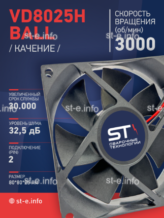 Вентилятор  VD8025H Ball (качения) 12V - st-e.info - Курган